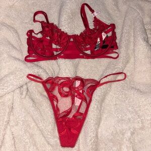 Victoria's Secret Red Lace Bra and Panty Set